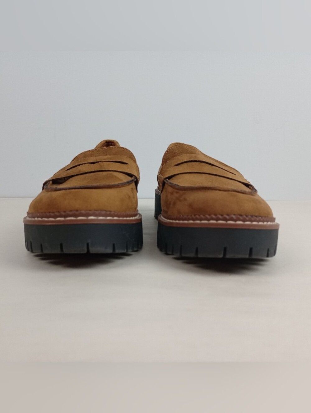Maurices Womens 8.5M Brown Faux Suede Gretchen Minilug Chunky Penny Loafer Shoes - Picture 3 of 10